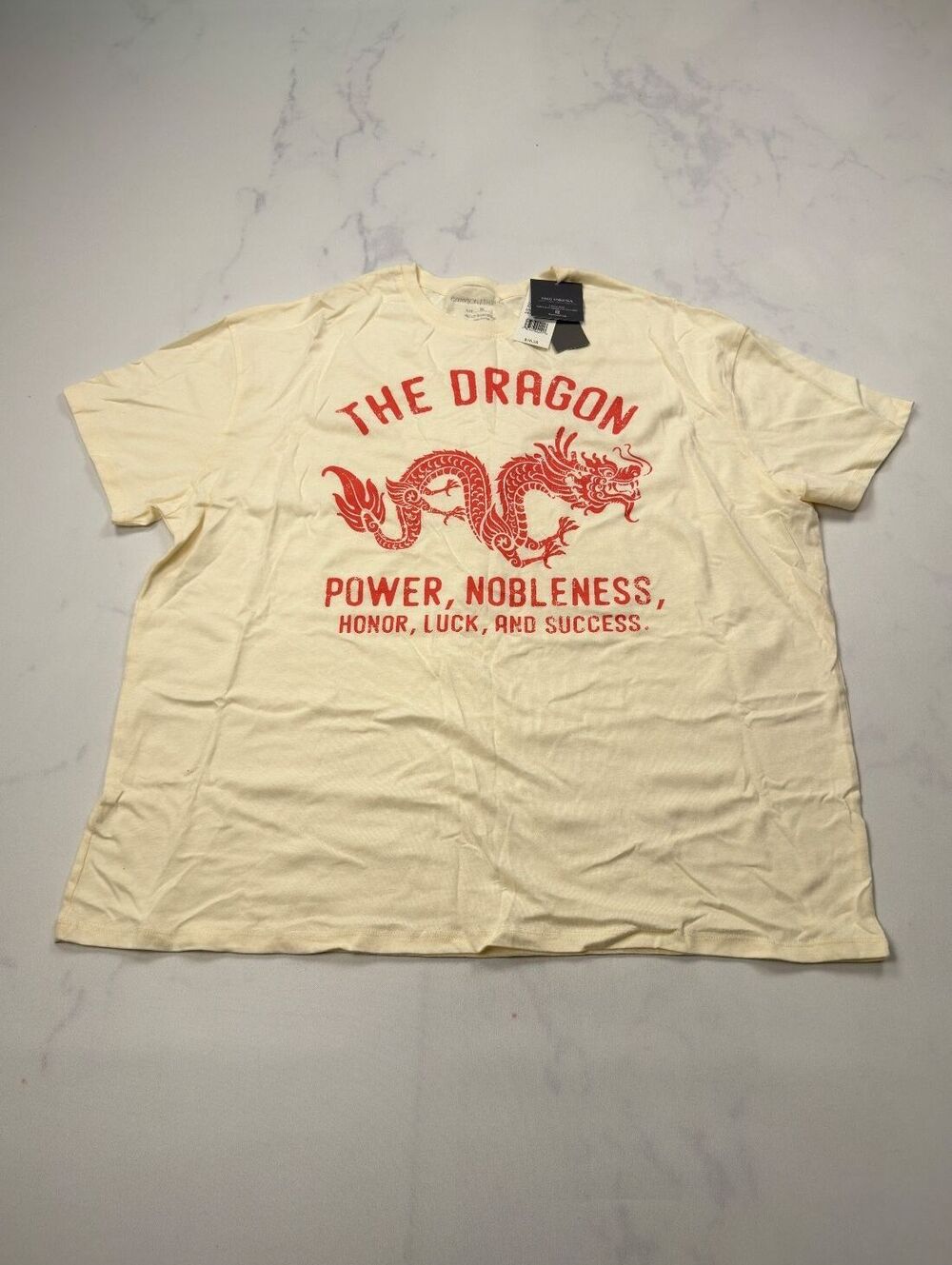 Grayson Threads T-Shirt Cream Graphic Dragon Power Nobleness - Mens XL NWT